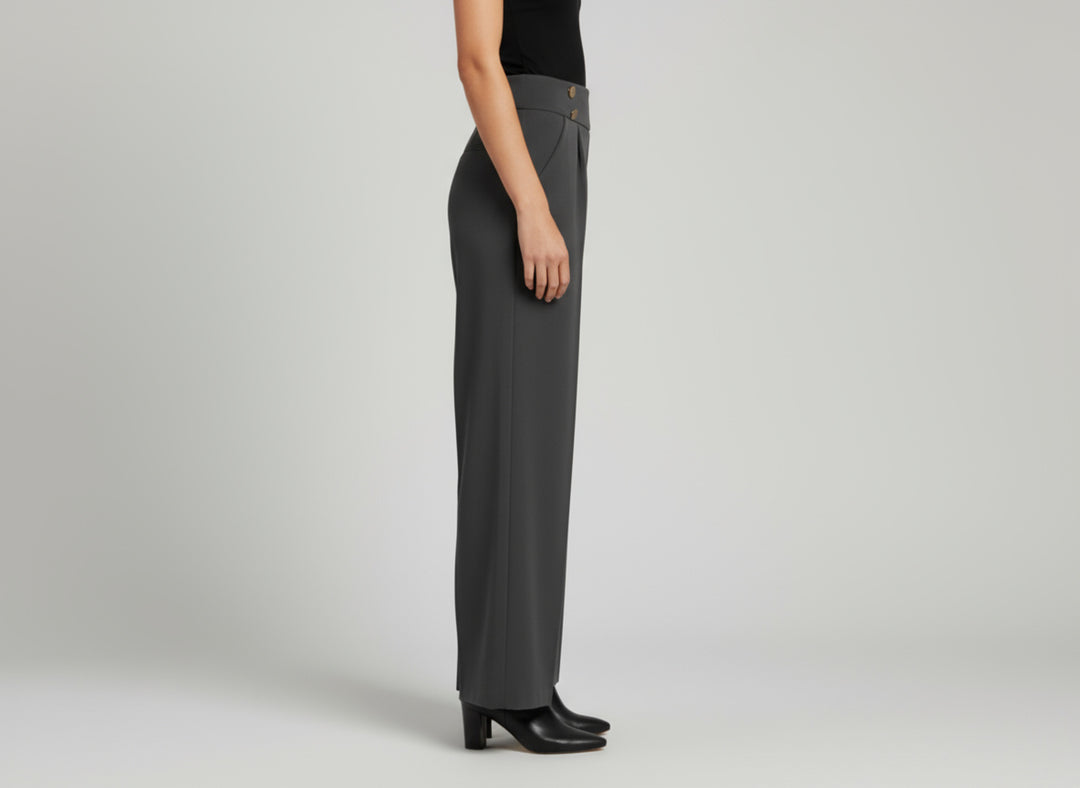 Pantalon Droit Femme Taille Haute