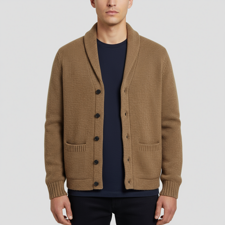 Cardigan Homme Col Châle Boutonné