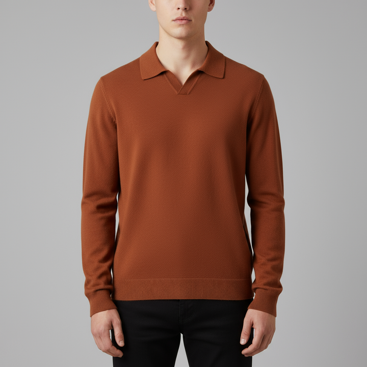 Pull Homme Col Ouvert Maille Côtelée