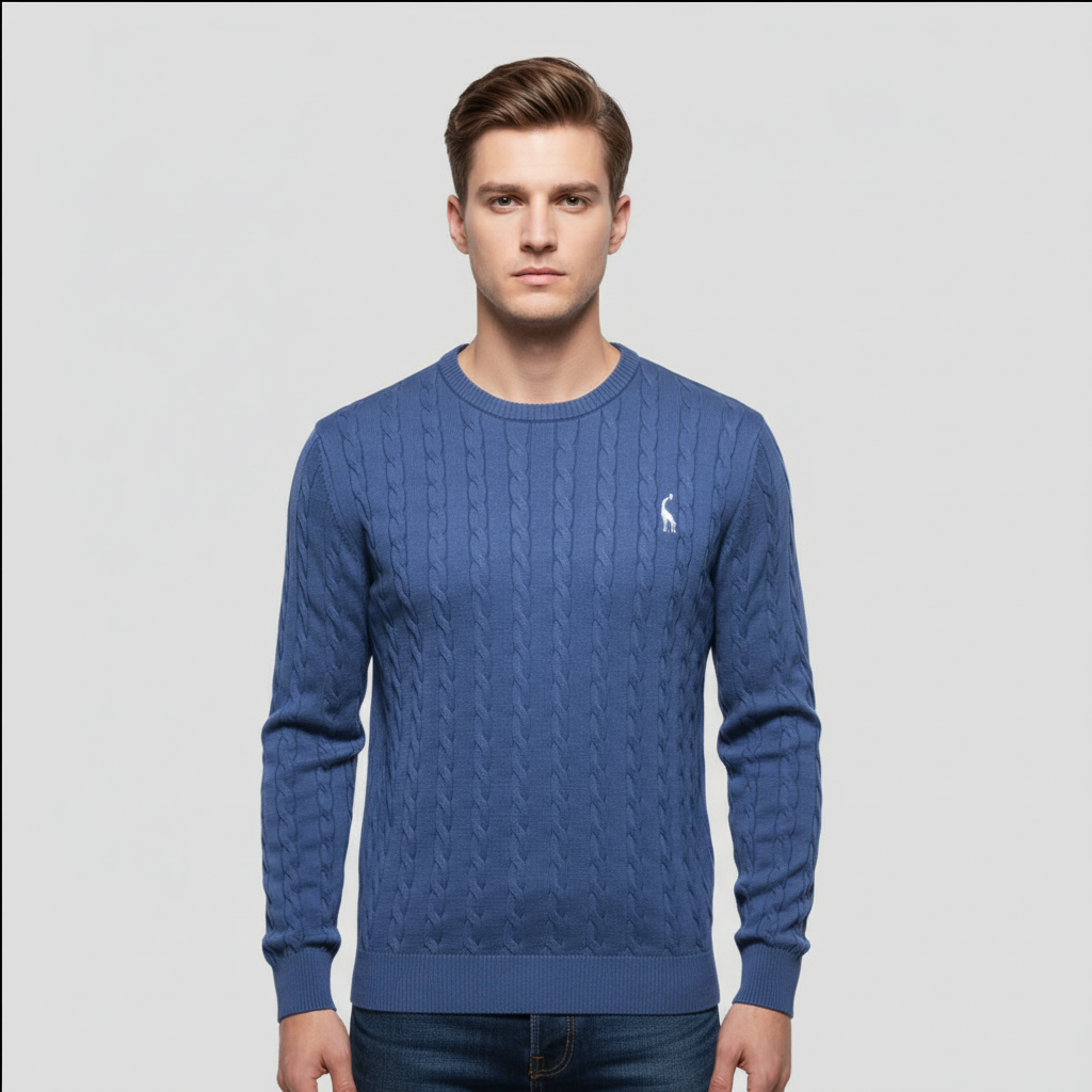 Pull Homme Col Rond Torsadé Coton Mélangé