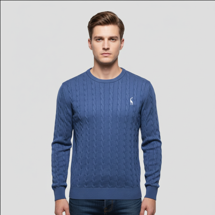 Pull Homme Col Rond Torsadé Coton Mélangé