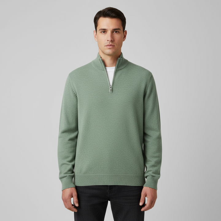 Pull Homme Demi-Zip Coupe Ajustée
