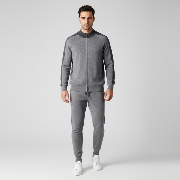 Ensemble Homme 2 Pièces Maille Col Zippé