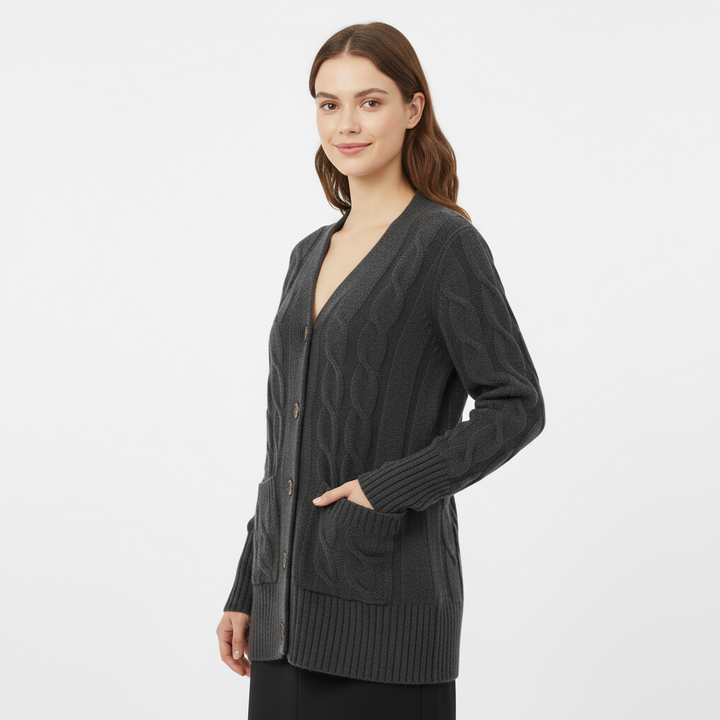 Cardigan Femme Long Maille Torsadée