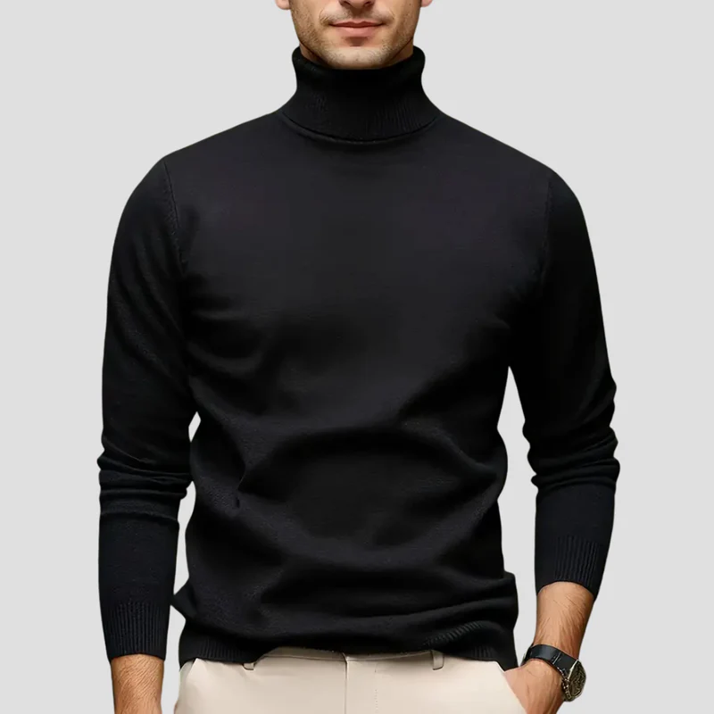 Pull Homme Col Roulé Laine Mélangée