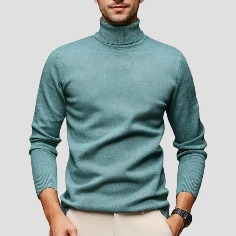 Pull Homme Col Roulé Laine Mélangée