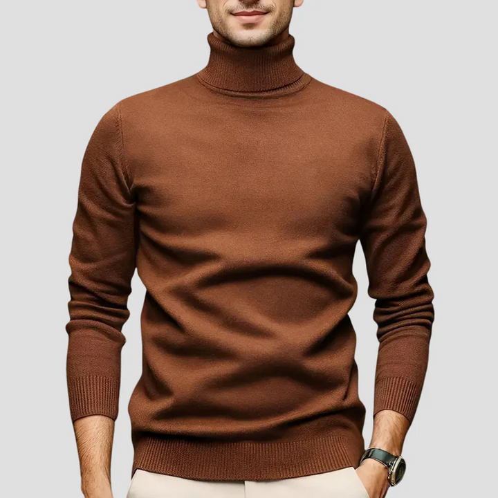Pull Homme Col Roulé Laine Mélangée