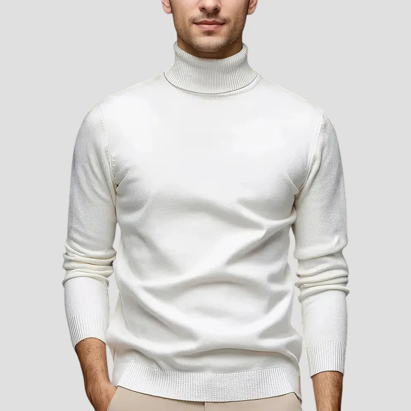 Pull Homme Col Roulé Laine Mélangée