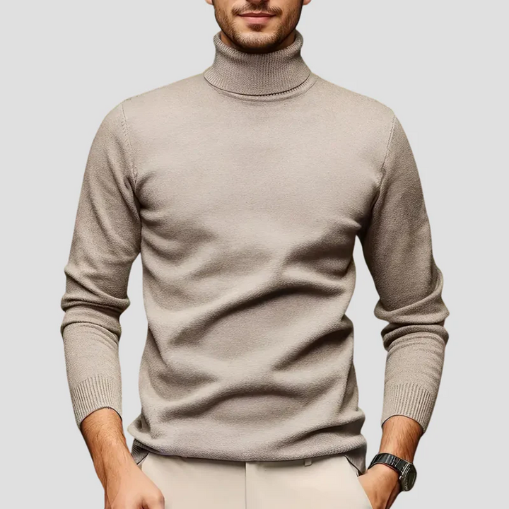Pull Homme Col Roulé Laine Mélangée