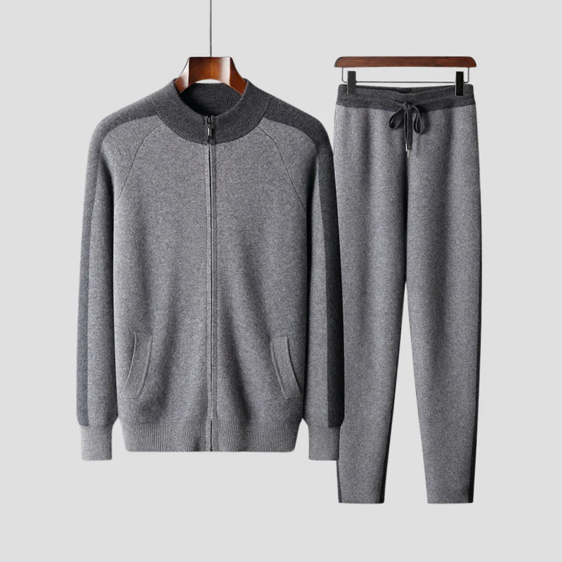 Ensemble Homme 2 Pièces Maille Col Zippé