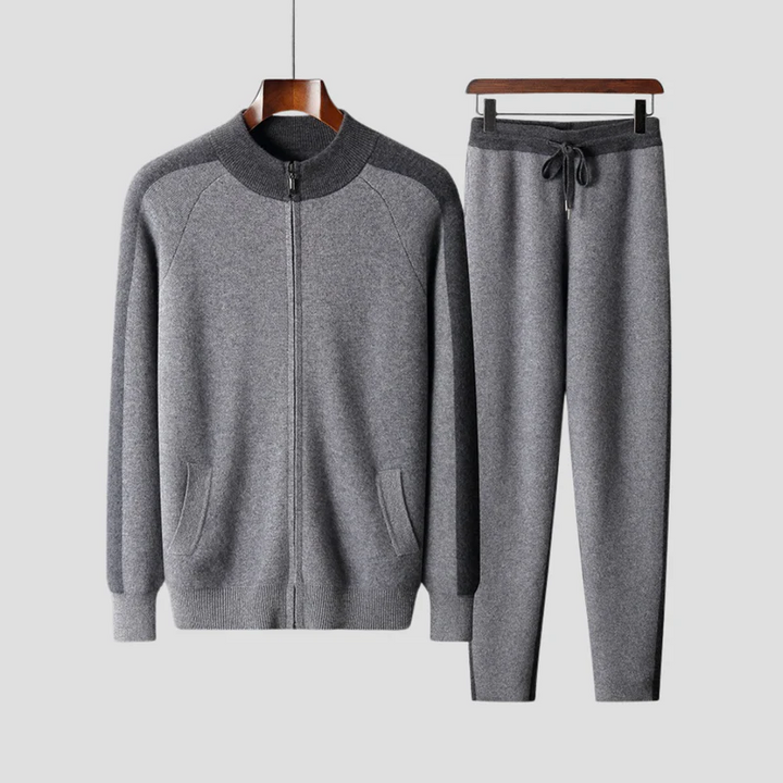 Ensemble Homme 2 Pièces Maille Col Zippé