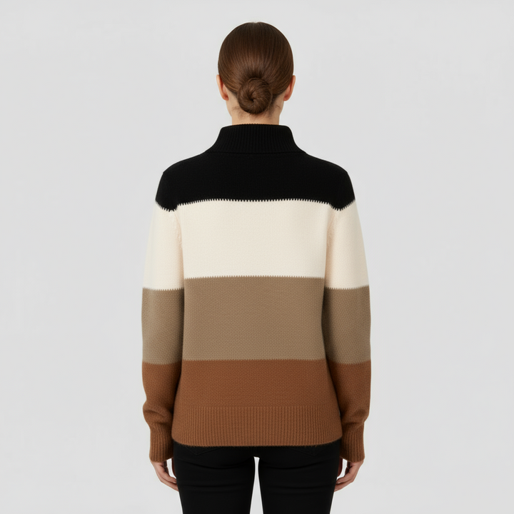 Pull Femme Bicolore Col Montant