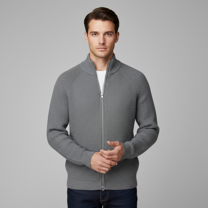 Cardigan Homme Zippé Col Montant