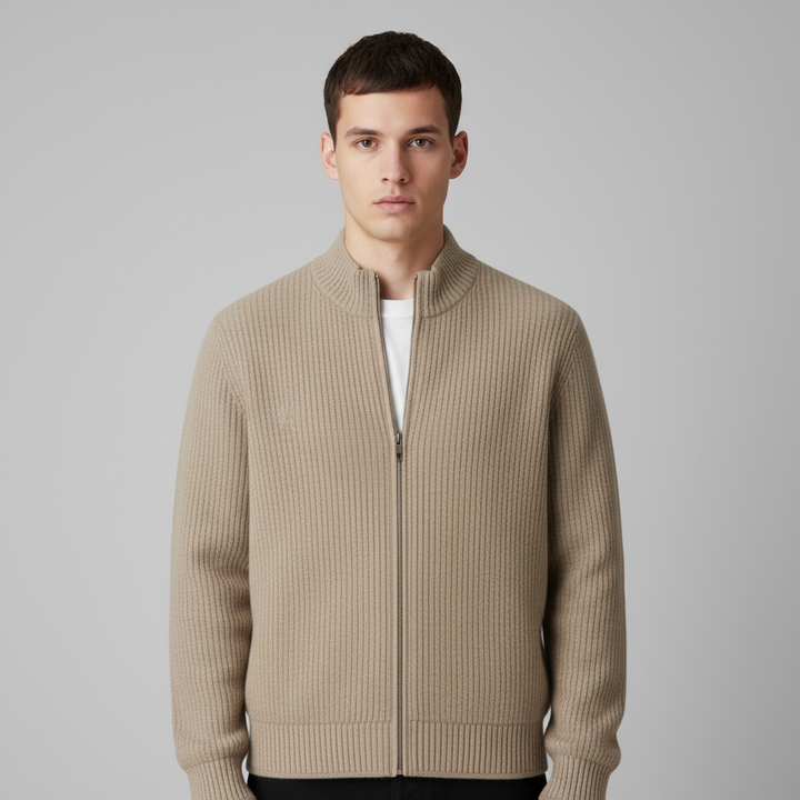 Cardigan Homme Zippé Côtelé