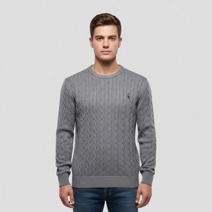 Pull Homme Col Rond Torsadé Coton Mélangé