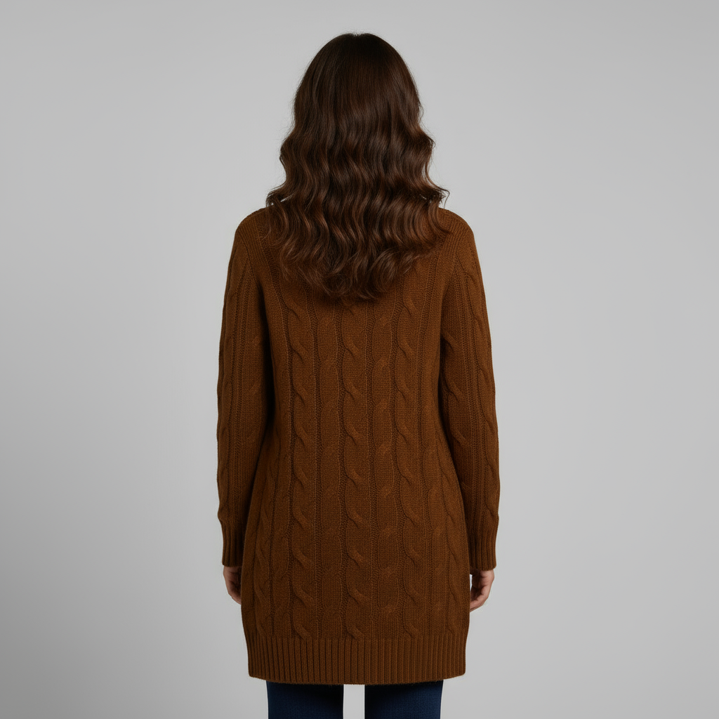 Cardigan Femme Long à Capuche | Maille Côtelée