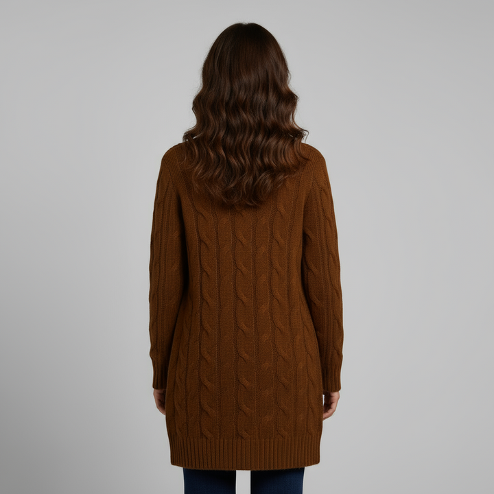 Cardigan Femme Long à Capuche | Maille Côtelée