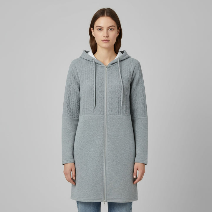 Cardigan Femme à Capuche Zippé | Maille Texturée