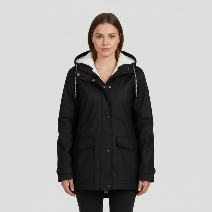 Veste Femme Coupe-Vent Doublée Polaire à Capuche