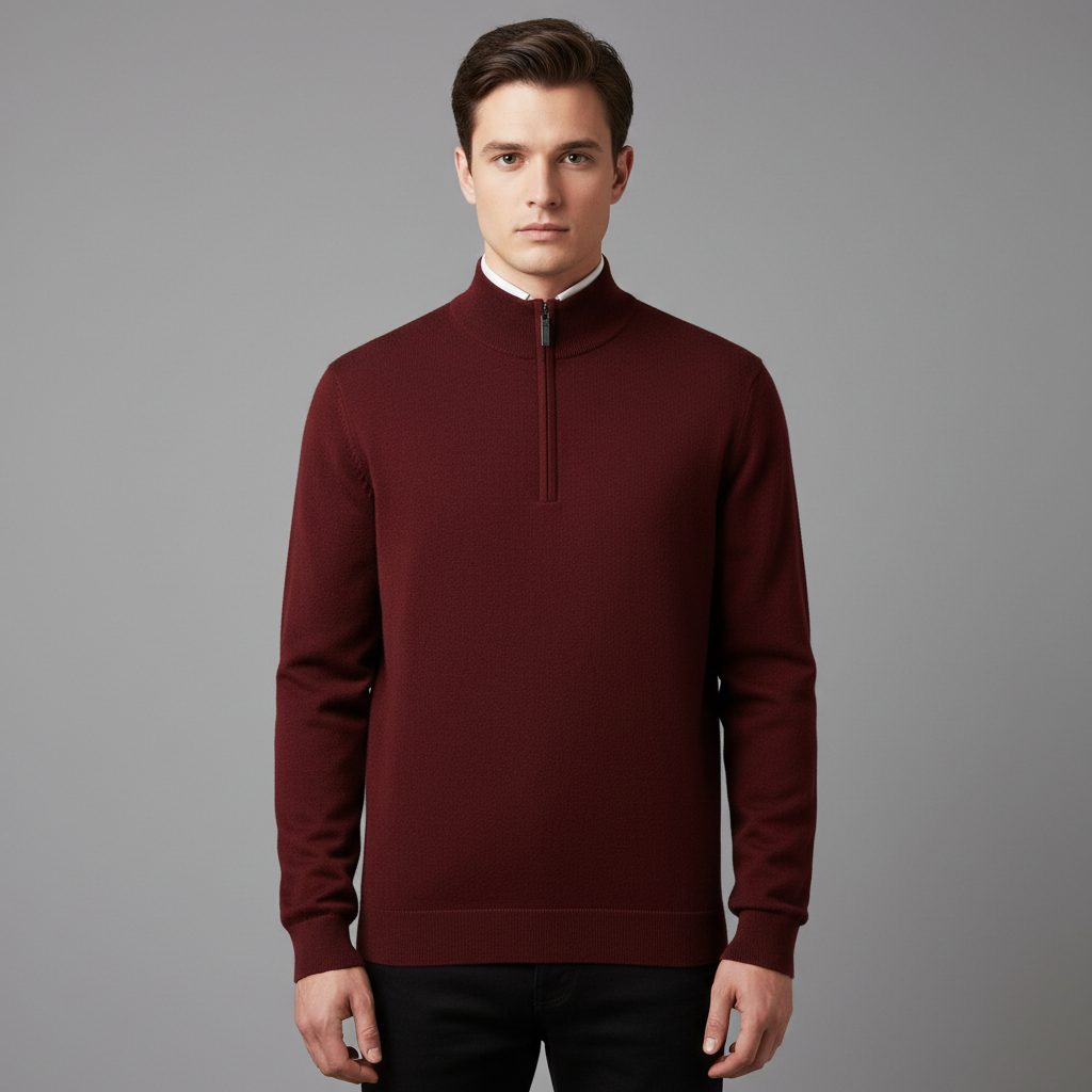 Pull Homme Demi-Zip Laine Mérinos