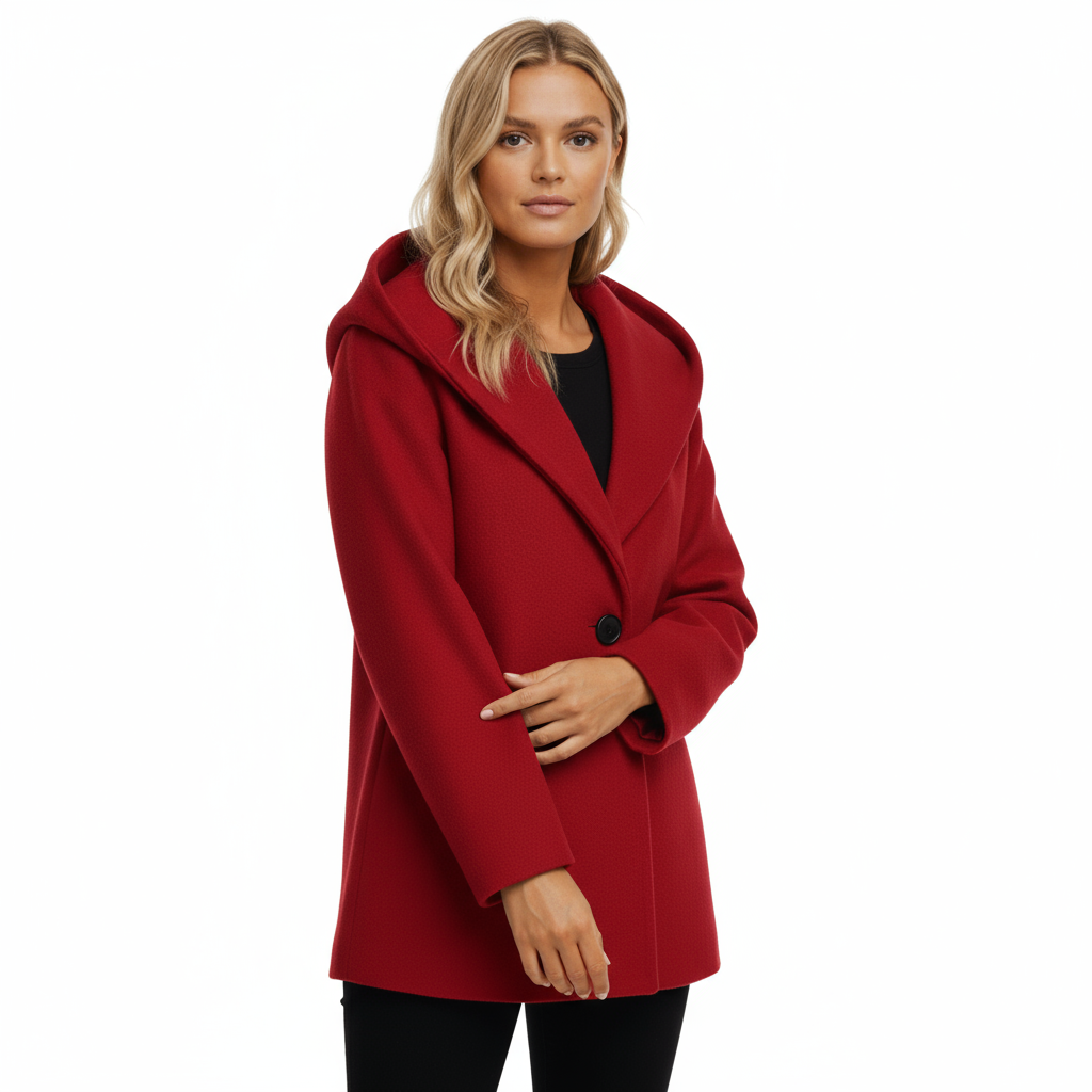 Manteau Femme Laine Mélangée à Capuche