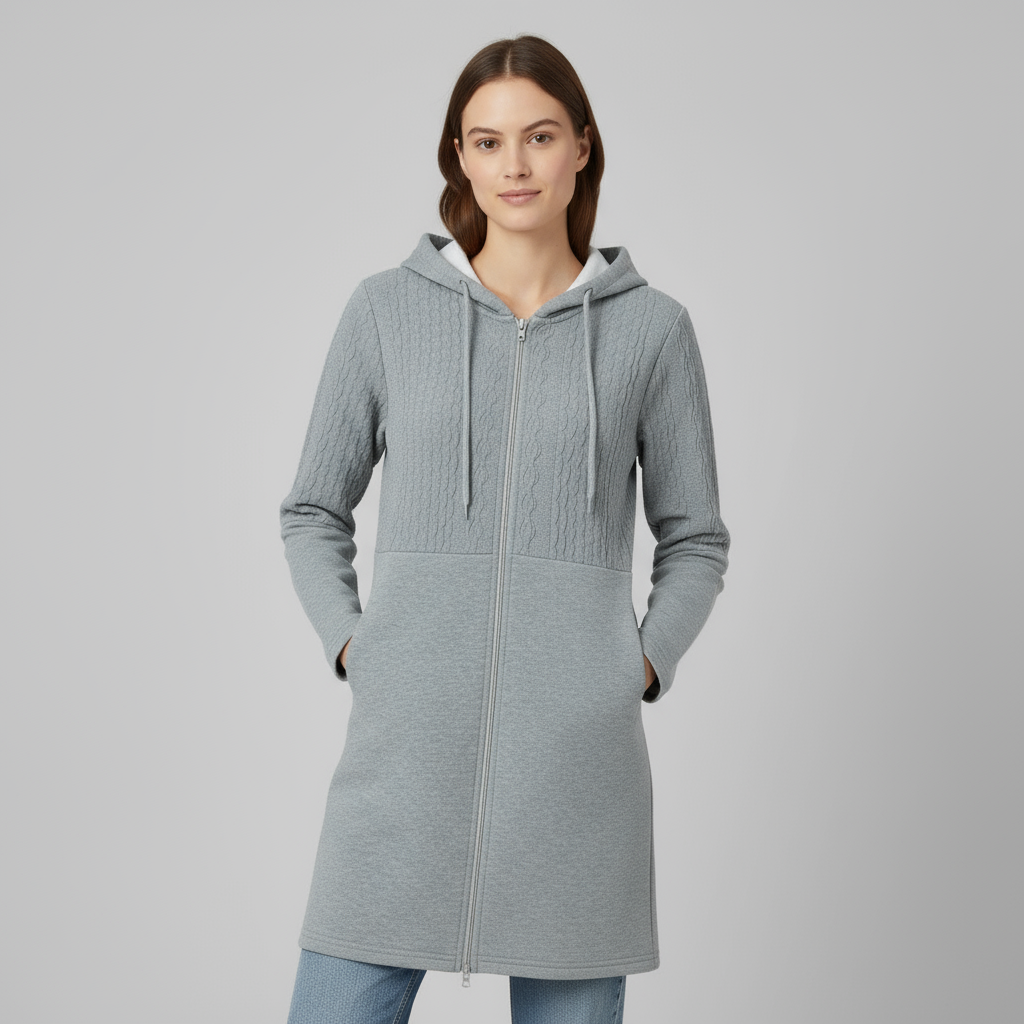 Cardigan Femme à Capuche Zippé | Maille Texturée