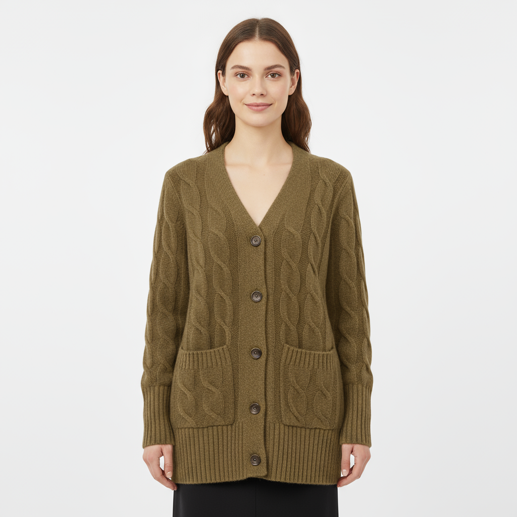 Cardigan Femme Long Maille Torsadée