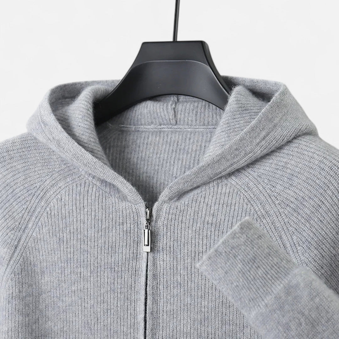 Cardigan Homme Mérinos à Capuche Zippé